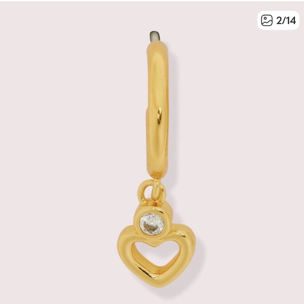 Kate Spade Gold Shining Spade Huggies Hoop Earrings